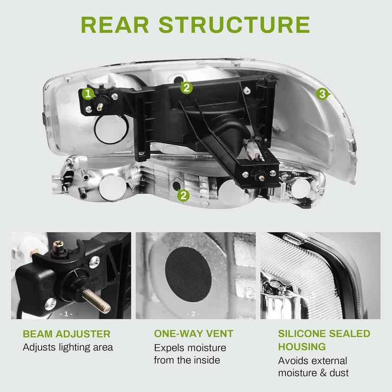 AUTOSAVER88 Headlight Assembly Compatible with 99-06 GMC Sierra 1500 2500/01-06 Sierra 1500HD 2500HD 3500/2007 Sierra 1500 1500HD 2500HD 3500 Classic / 00-06 GMC Yukon XL Headlamp Chrome Housing