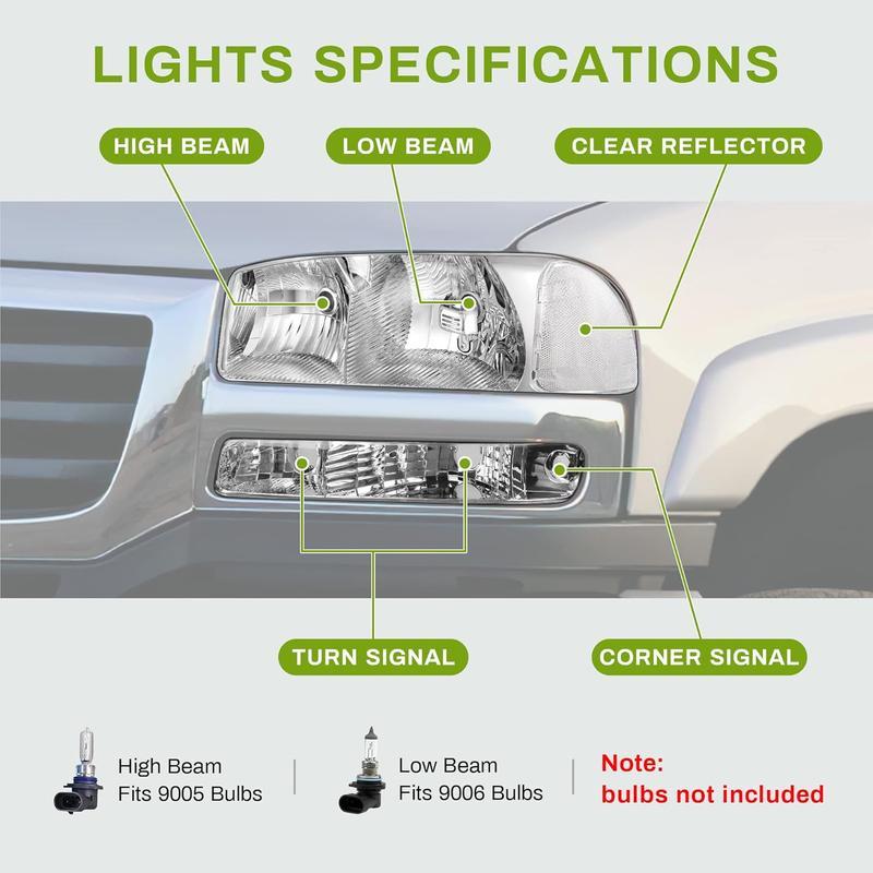 AUTOSAVER88 Headlight Assembly Compatible with 99-06 GMC Sierra 1500 2500/01-06 Sierra 1500HD 2500HD 3500/2007 Sierra 1500 1500HD 2500HD 3500 Classic / 00-06 GMC Yukon XL Headlamp Chrome Housing