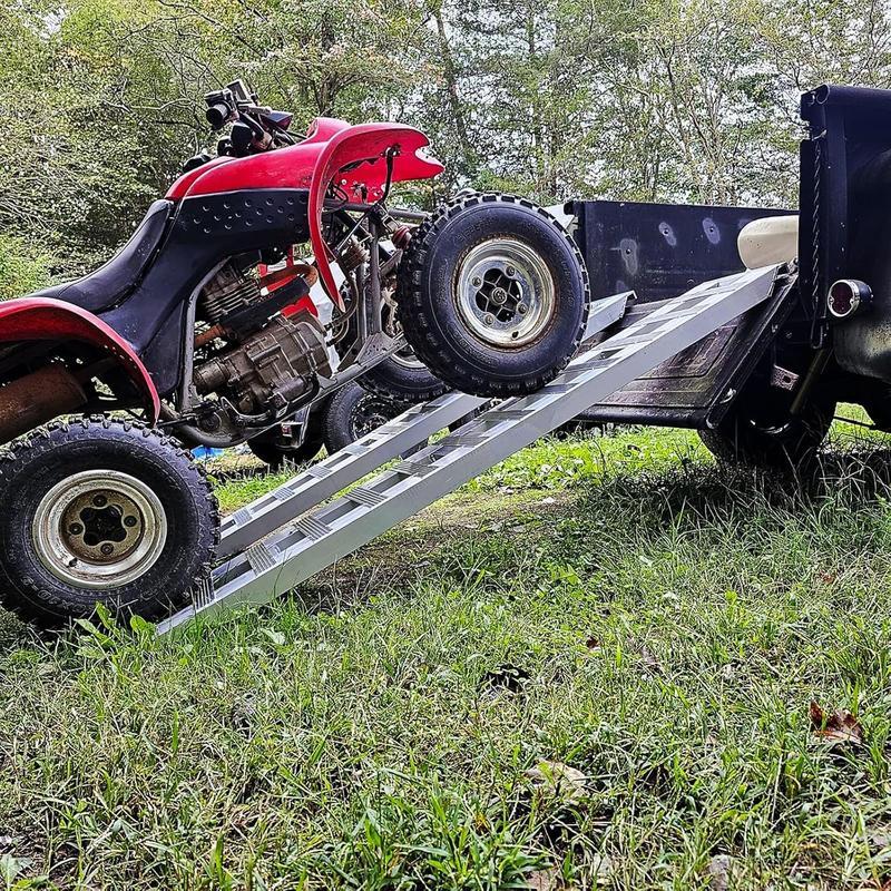 2pcs 6000lbs 60" x 12" Aluminum Trailer Ramps, Heavy Duty Loading Ramps for Car ATV Truck Auto Hauler with Knife & Hook Ends