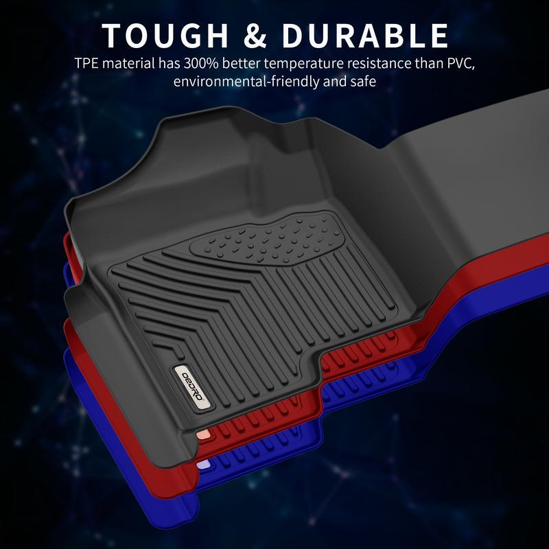 OEDRO Floor Mats Fit for 2007-2013 Chevy Silverado/GMC Sierra 1500 Crew Cab & 2007-2014 Chevy Silverado/GMC Sierra 2500HD/3500 HD Crew Cab Black TPE Includes 1st and 2nd Row: Full Set Liners Car Rug Car Interior Durable Truck