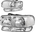 AUTOSAVER88 Headlight Assembly Compatible with 99-06 GMC Sierra 1500 2500/01-06 Sierra 1500HD 2500HD 3500/2007 Sierra 1500 1500HD 2500HD 3500 Classic / 00-06 GMC Yukon XL Headlamp Chrome Housing
