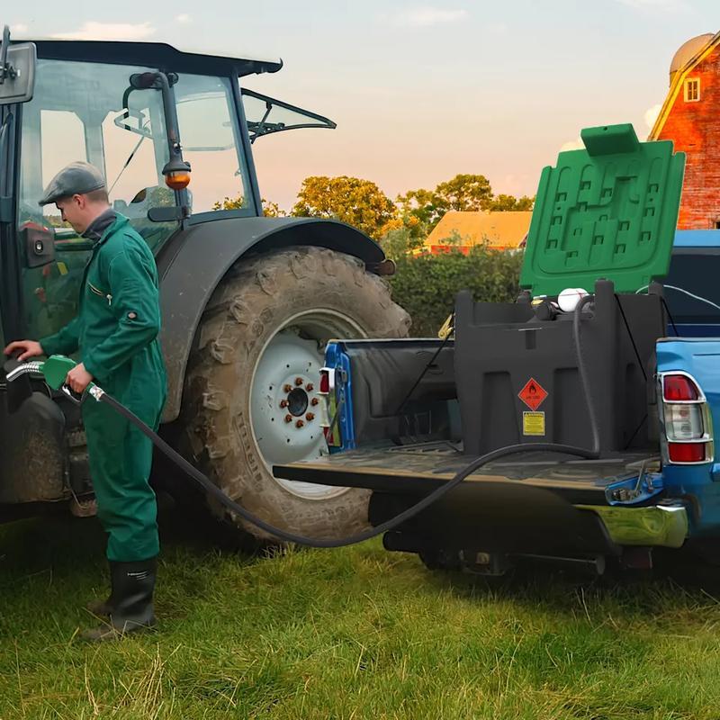 Diesel Fuel Tank 58 / 116 Gallon, 12V Electric Transfer Pump, 360°Swivel Connector, Auto Fueling Nozzle, Rubber Hose Heavy Duty Industrial