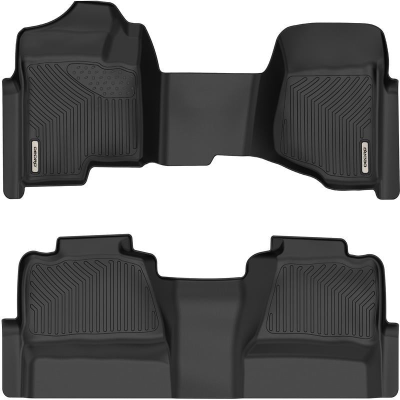 OEDRO Floor Mats Fit for 2007-2013 Chevy Silverado/GMC Sierra 1500 Crew Cab & 2007-2014 Chevy Silverado/GMC Sierra 2500HD/3500 HD Crew Cab Black TPE Includes 1st and 2nd Row: Full Set Liners Car Rug Car Interior Durable Truck